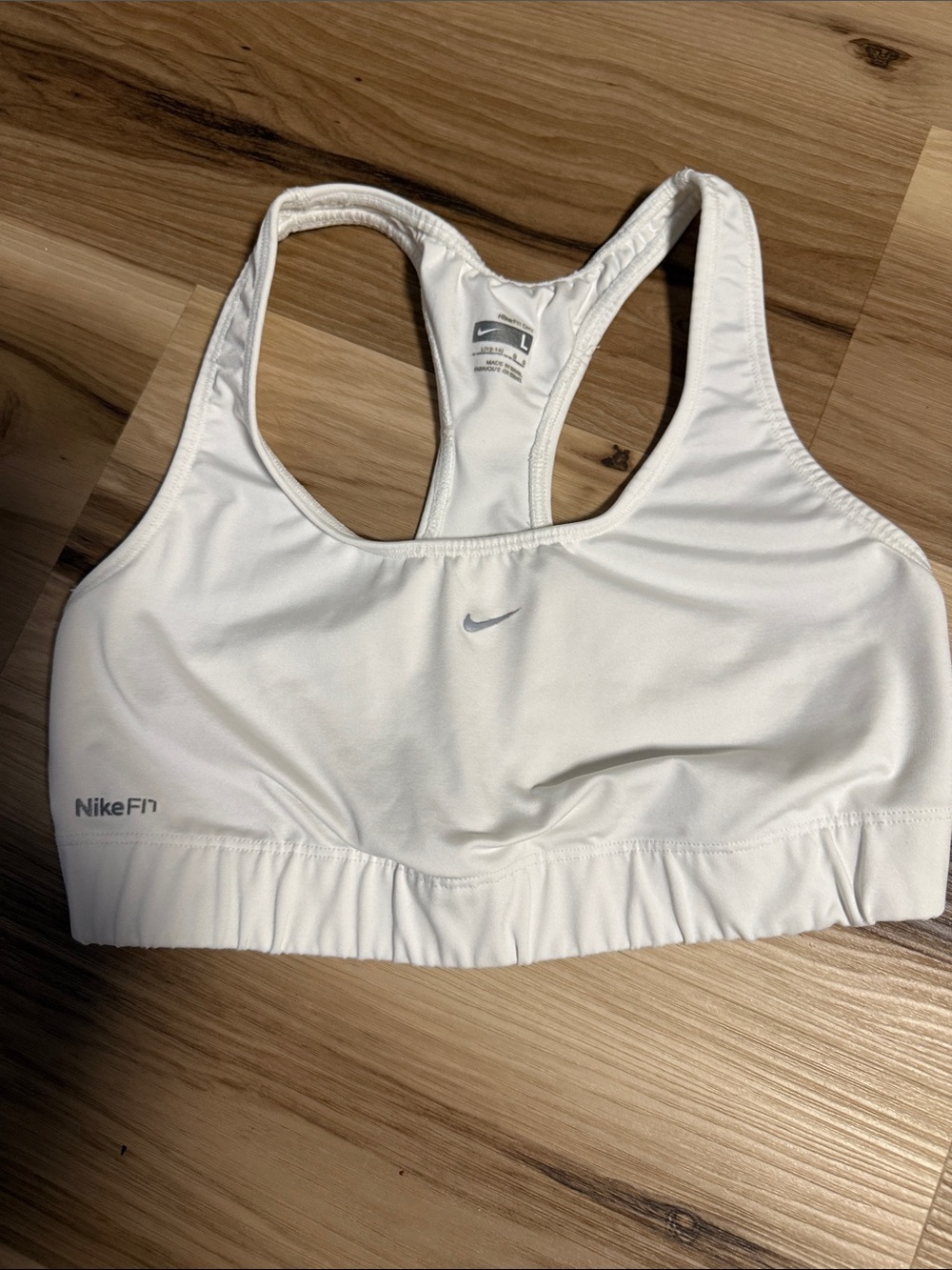 Nike White Dri-FIT Racerback Sports Bra